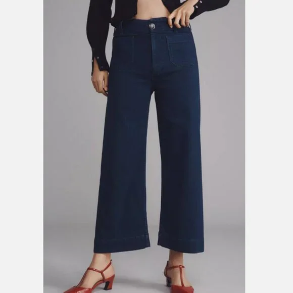 Anthropologie The Colette Crop High-Rise Wide-Leg Jeans by Maeve 25P 25 P NWT - Picture 2 of 8